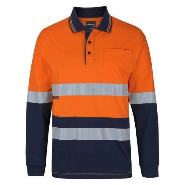 Mens Hi Vis (D+N) Long Sleeve Cotton Polo Thumbnail