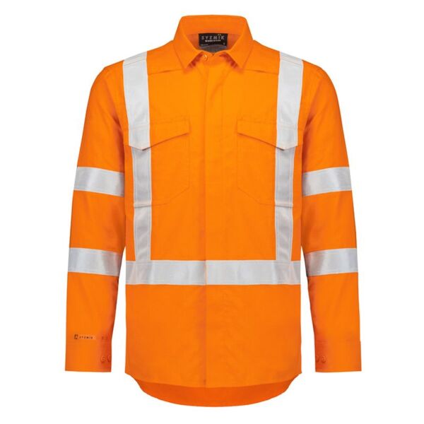 Mens Orange Flame Lightweight Ripstop X Back Taped Shirt Thumbnail