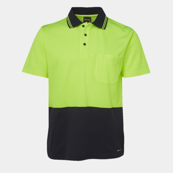 Mens Hi Vis Non Cuff Short Sleeve Cotton Back Polo Thumbnail