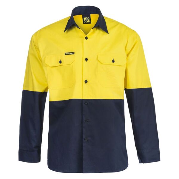 Mens Lightweight Hi Vis Two Tone Long Sleeve Vented Thumbnail